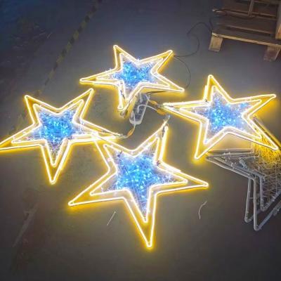 China Commercial Use Theme Holiday Lighting New Design LED Outdoor Street Decoration Large 3D Pattern Star Pendant Light for sale