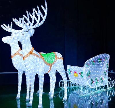 China Outdoor Decoration Christmas Lights Waterproof 3D Reindeer Pattern Santa Claus Light with Sleigh for Garden Decoration for sale