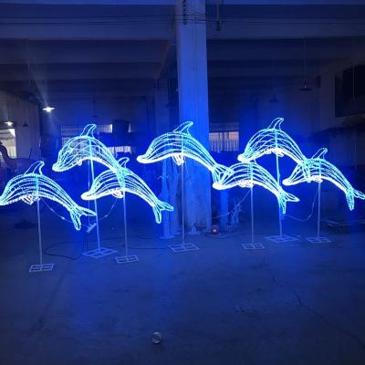 China Holiday Decoration LED Shape 2D Light Outdoor Waterproof Decorative Sculpture Reindeer Christmas Theme 3D Dolphin Light for sale