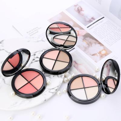 China Waterproof Light Illuminating Makeup 4 Color Blush Pink Soft Soft Makeup Three-Dimensional Repair Blush Palette Cosmetics for sale