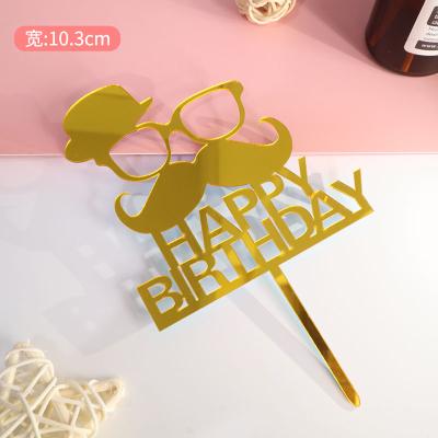 China Viable Topper 2021cake Party Supplies Event Baby Shower Christmas Decoration Cheap Happy Birthday Father's Acrylic Cake Topper for sale