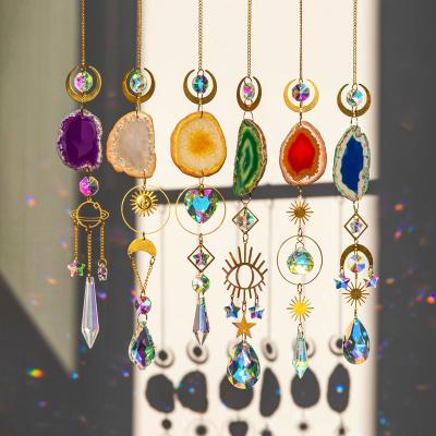 China Europe Wholesale High Quality Agate Slices K9 Crystal Suncatcher Hanging Crystal Sun Catcher for sale