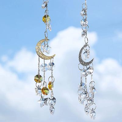 China Europe Amazon 2023 Hot Selling Moon and Star Decor K9 Crystal Sun Catcher Wind Chimes Crystal Sun Catchers for sale