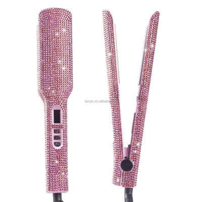 China Crystal Diamond Professional Hair Straightener Hotel Salon High Heat Rhinestone Bling Flat Iron for sale