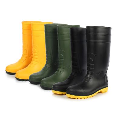 China Mens Steel Wellington Safety Gum Rain Boots Custom Made Black Plastic PVC Rubber Toe Waterproof for sale