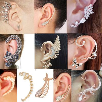 China Other Korean Style Eagle Wings Bird Moon Pearl Lizard Ear Clip Helix Shaped Crystal Ear Hang for sale