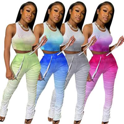 China Latest Breathable Hot Selling Colors Blend Top And Pants Outfits Shorts Set Women Cotton Stacked Sportswear Two Piece Tracksuit for sale