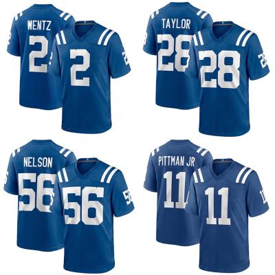 China Discount Custom Embroidery Men's American Football City Indianapolis Colt Team Uniform 2 Wentz 28 Taylor 56 Nelson Breathable for sale