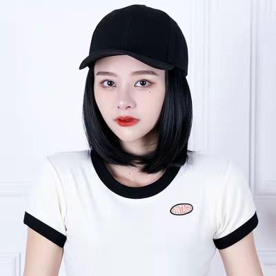 China XBWIG Straight Women Shape Natural Short Straight Bob Synthetic Hair One Piece Baseball Sun Cap Heat Resistant Hair Wig for sale