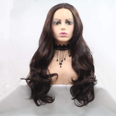 China Chinese Curly Medium Brown Synthetic Transparent Body Wave Wig Seller Women Body Hair HD Long 360 Low Lace Front Wig Full HD 360 Lace Front Wig for sale