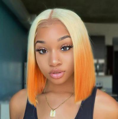 China New Arrival American Fashion Girls Middle Ombre Straight Cheap Short Straight Lead Color Chemical Fiber Hair Orange Wig For Black Women for sale