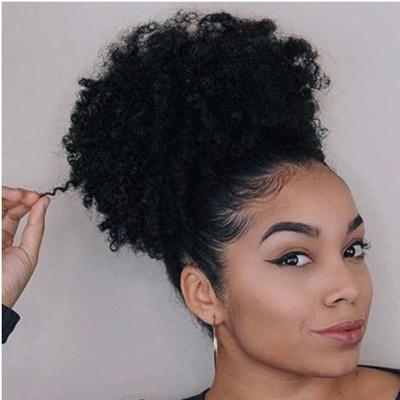 China Fashion Ponytails Hair Extensions Curly Hair Bun Drawstrings Fluffy Elastic Bun Cheap Afro Straight Hair Synthetic Ponytails Hair Extensions For Black Women for sale