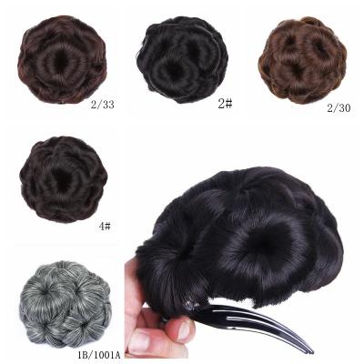 China Wholesale Cheap European Curly Women Clip In Donut Hair Bun Claw Flower Ponytails Hair Wig Heat Resistant Extensions for sale