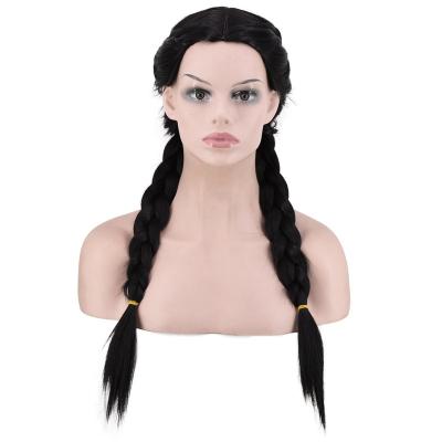 China Factory Price Wholesale European Most Popular Colored Women's Medium Straight Hand - Woven Synthetic Big Braid Hair Heat Resistant Wig for sale