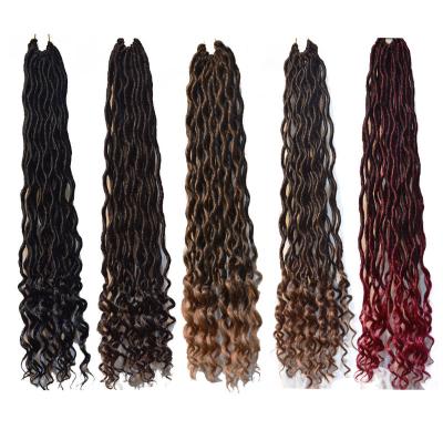 China Box braid hair ombre faux curly locs along high temperature heat resistant wavy fiber women braiding hair box crochet braid hair extensions for sale