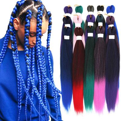 China YAKI Pre Stretched Hair Braiding Extensions Low Temperature Fiber Double Two Colors Ombre Hair Flame Retardant Braid EZ for sale