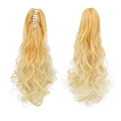 China Wholesale Fashion New Arrival Women Spring Loop 22 Inches Colorful Ombre Clip In Heat Resistant Synthetic Hair Ponytails Hair Extensions for sale