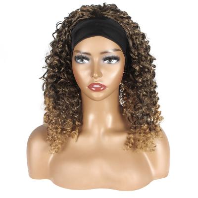 China OEM Factory Curl Synthetic Wig American Personal Shoulder Length Curly Headband Custom Wholesale Small Black Women Kinky for sale