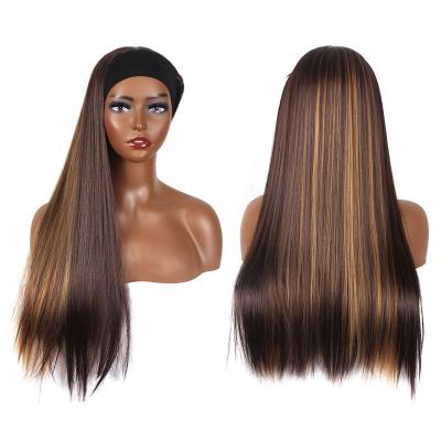 China Factory Wholesale OEM Fashion Custom European Colored Women Straight Long Straight Hair Black Headband Heat Resistant Wig for sale