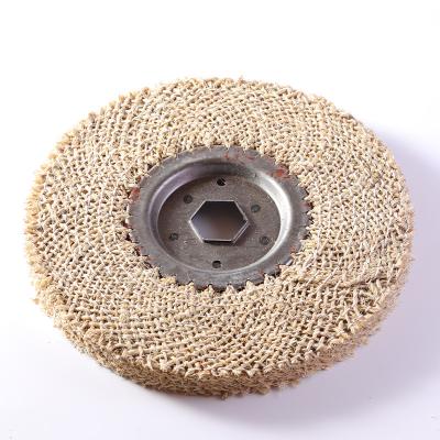 China Stainless steel High standard 150mm buffing sisal abrasive wheel polishing wheel for sale