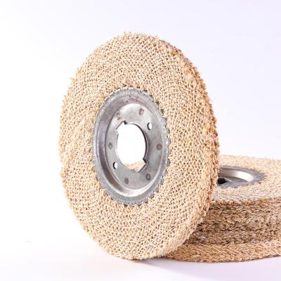 China Stainless steel 2022 Factory hot sale customized cheap Abrasive cloth buff eight strand sisal wheel for sale