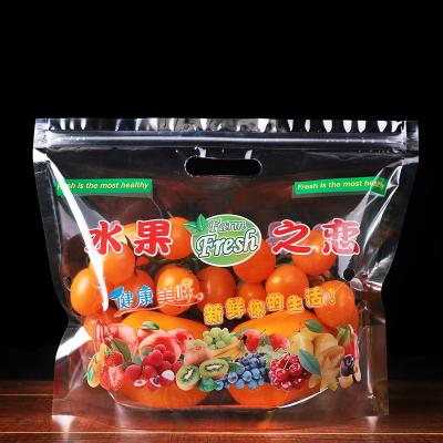 China Disposable fresh fruit bag ziplocked transparent portable fruit cherry fresh-keeping air vent plastic bag customized for sale