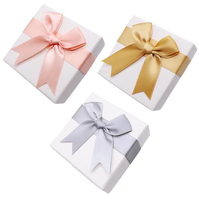 China Recycled Materials Accept Custom Ring Bowknot Packaging Gift Box Jewelry Necklace Box High-grade Stain for sale