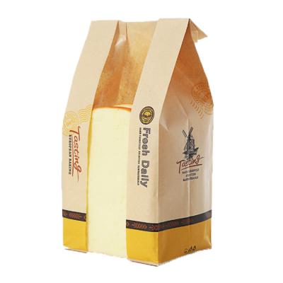 China 450g Custom Window Food Kraft Paper Bag Recycled Coating Transparent Stain Materials Manufacturers Custom Window Bread Bag for sale