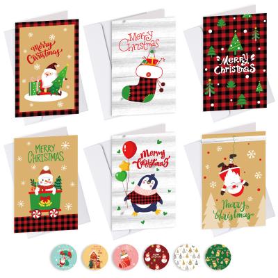 China Europe/America/Oceania Christmas Cards Amazon Santa Holiday Cards Christmas Envelope Stickers Gift Certificates 6 Sets for sale