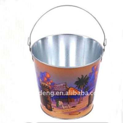 China Sustainable Hot Selling Cheap Small Garden Metal Galvanized Water Bucket With Printed for sale