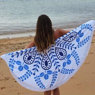 China Child Safe Best Selling Printed Microfiber Beach Towel Quick Dry Round Soft Fitness Beach Towel Lady Sand Free for sale