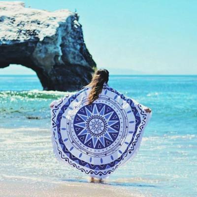 China Child Safe Best Selling Printed Microfiber Beach Towel Quick Dry Round Soft Fitness Beach Towel Lady Sand Free for sale