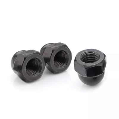 China Heavy Industry Steel Oxide Black Finish Metric Hexgaon Acorn Nuts Hex Dome Nut For Wheel Fastener for sale