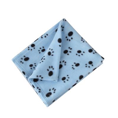 China 100% Logo Pet Bed Blanket Supplier Customized Breathable Waterproof Soft Flannel Paw Print Reversible Throw for Cat Small Medium Large Dog for sale