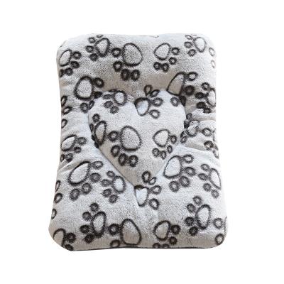 China Paw Printing Chew Proof Fluffy Rectangle Cat Dog Puppy Bed Luxury Pet Pillow Bed Cushion Breathable With Customized Size for sale