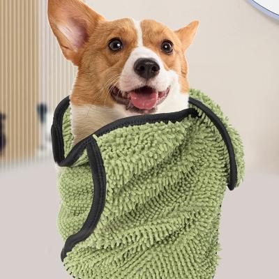 China Customized Stocked Logo Chenille Quick Dry Bathing Drying Dog Towel For Doggie Cat Bath Towel China Pet Supplies for sale