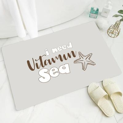 China Sustainable Water Absorbent Bathroom Cover Set Rubber Door Mats Diatom Mud Floor Mat Kitchen Carpet Anti Slip Diatomite Bath Mat for sale