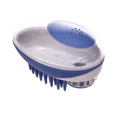 China Sustainable Factory Price Soft Material Dog Massage Comb Pet Bathing Brush with Soap Dispenser for sale