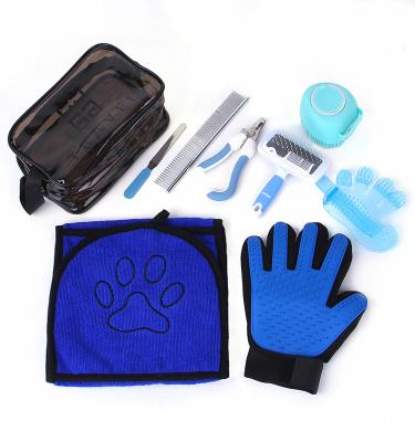 China Stocked Wholesale Cats Grooming Sets 9 Pieces Dog Grooming Tools with Brush for sale