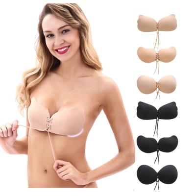 China Wing Strapless Bra Silicone Invisible Push Up Self Adhesive Sticky Backless Strapless Invisible Bra for sale