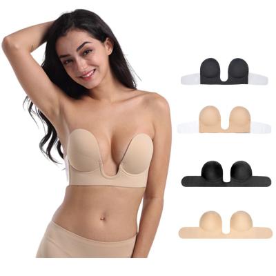 China Invisible Deep V One Piece Silicone Self Adhesive Bra Lift Up Bra Invisible Silicone Skin Sticky Bare Bra For Lady for sale