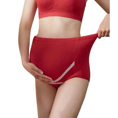 China Cotton Antibacterial Maternity Sheer Waist Underwear Maternity Panties High Support Belly Lace Plus Size Adjustable Pregnant Panties for sale