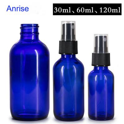 China Personal Care 30ml 60ml 120ml 1oz 2oz 3oz Boston Round Glass Bottle Essential Oil Perfume Refillable Spray Bottle With Clear Cap for sale