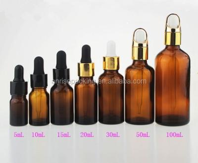 China Personal Care Best Quality Amber Glass Essential Oil Euro Dropper Bottle 5ml 10ml 15ml 20ml 30ml 50ml 100ml With Child Safe Cap Black for sale