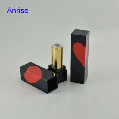 China Romantic Heart Design Lipstick Tube Black Lipstick Empty Plastic UV Gloss Case Cosmetics Love Cosmetics Packaging Container With Red Heart for sale