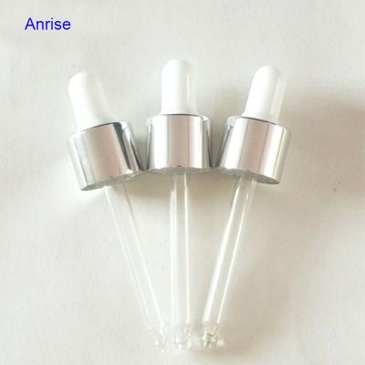 China Non Spill 18/410 Shiny Silver Aluminum Closure Pipette Dropper Glass Cap 18mm For Essential Oil Bottles for sale