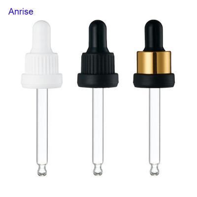 China 18-410 18mm Child Safe Aluminum Tamper Evident Protected Cover Glass Gold Pipette Bulb Dropper Black White Cap for sale