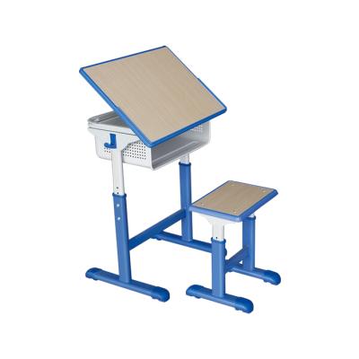 China Modern Height Metal Frame Wood Industrial Drafting Table and Stool School Student Adjustable Drafting Desk and Stool for sale