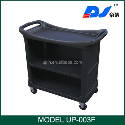 China Plastic Tools Hand Push Restaurant Hotel Cart Room Service Trolley for sale