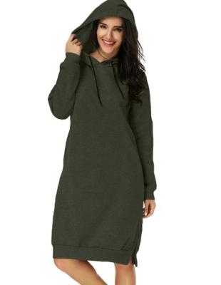 China 2022 New Arrival Ladies Anti-wrinkle Plus Size Hooded Sweatshirts High Quality Women's Private Label Plain Hoodie Long Dress for sale